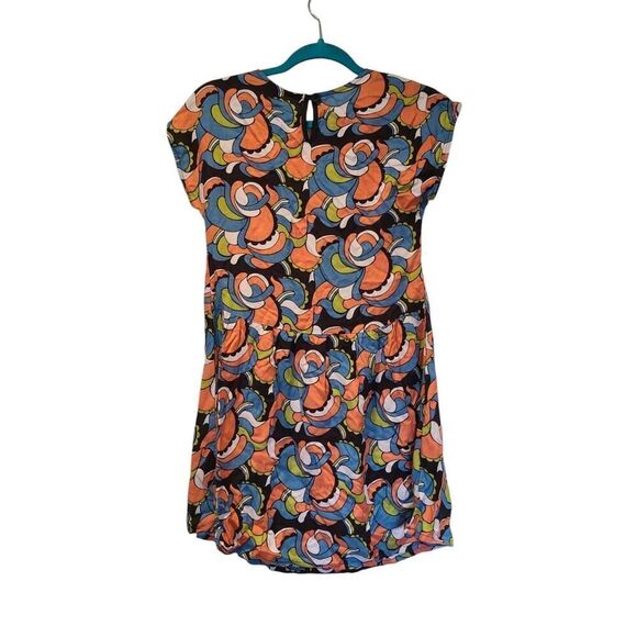 Nooworks Louise Mini Shift Dress 70s Print Colorful Art-to-wear Rayon | XS EUC - Picture 3 of 8
